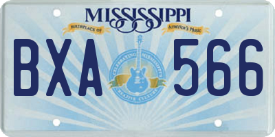 MS license plate BXA566