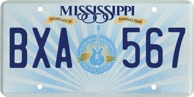 MS license plate BXA567