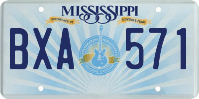 MS license plate BXA571