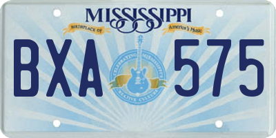 MS license plate BXA575