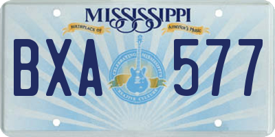 MS license plate BXA577