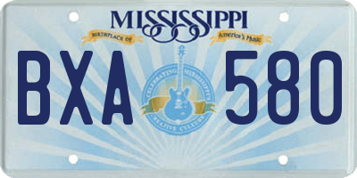 MS license plate BXA580