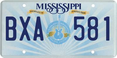 MS license plate BXA581
