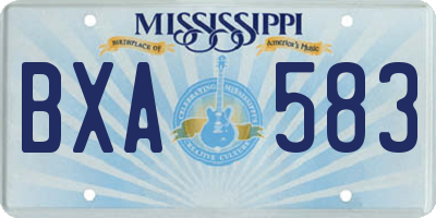 MS license plate BXA583
