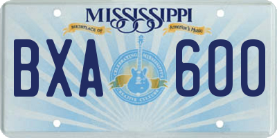 MS license plate BXA600