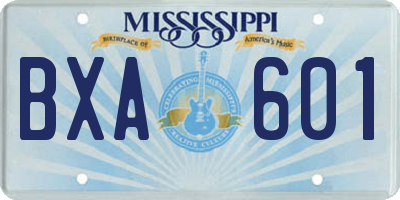 MS license plate BXA601