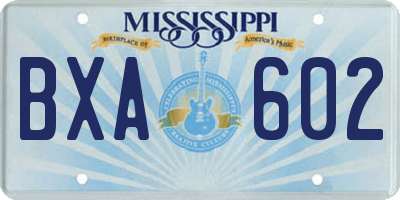 MS license plate BXA602