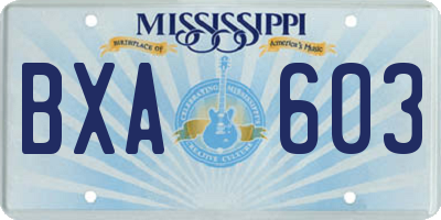 MS license plate BXA603