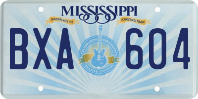 MS license plate BXA604