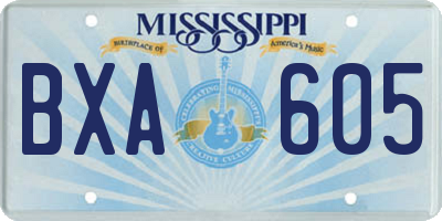 MS license plate BXA605