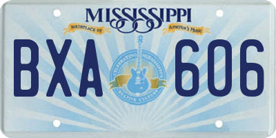 MS license plate BXA606
