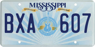 MS license plate BXA607
