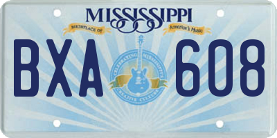 MS license plate BXA608