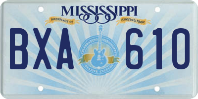 MS license plate BXA610