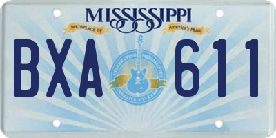 MS license plate BXA611