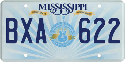 MS license plate BXA622