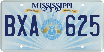 MS license plate BXA625