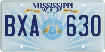 MS license plate BXA630