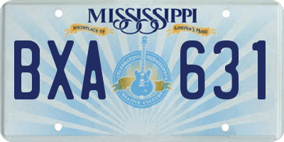 MS license plate BXA631