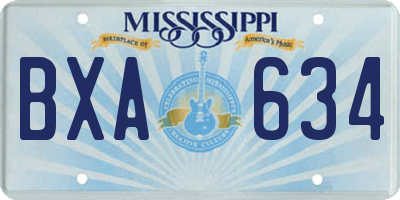 MS license plate BXA634