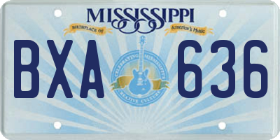 MS license plate BXA636