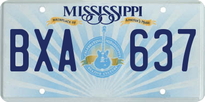 MS license plate BXA637