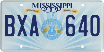 MS license plate BXA640