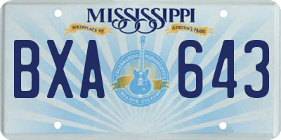 MS license plate BXA643