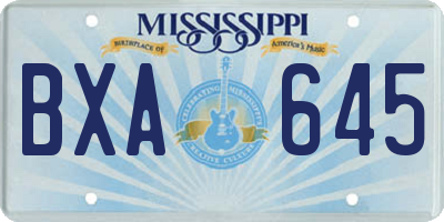 MS license plate BXA645