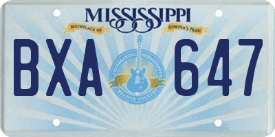 MS license plate BXA647
