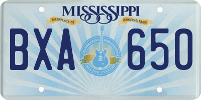 MS license plate BXA650