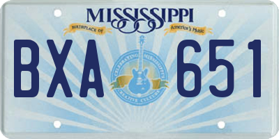 MS license plate BXA651