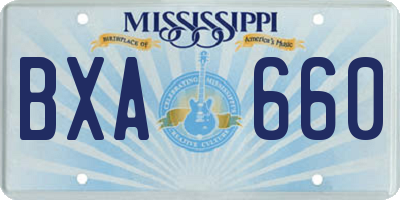 MS license plate BXA660