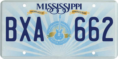 MS license plate BXA662