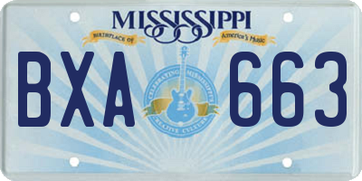 MS license plate BXA663