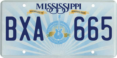 MS license plate BXA665