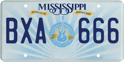 MS license plate BXA666