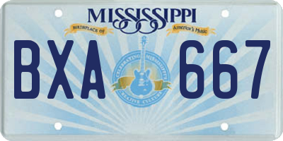 MS license plate BXA667
