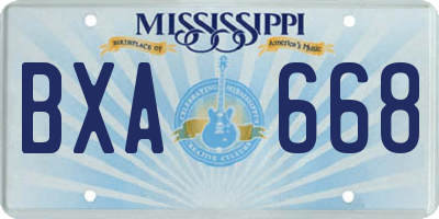 MS license plate BXA668