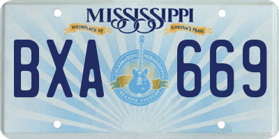 MS license plate BXA669