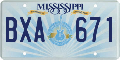 MS license plate BXA671