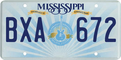 MS license plate BXA672