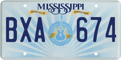 MS license plate BXA674