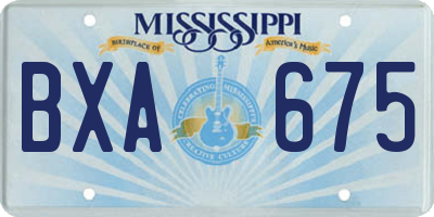 MS license plate BXA675