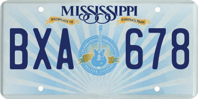 MS license plate BXA678
