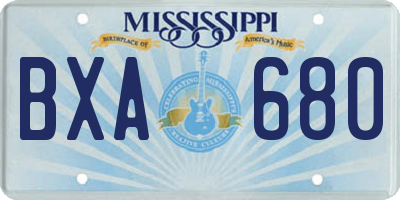 MS license plate BXA680