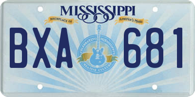 MS license plate BXA681