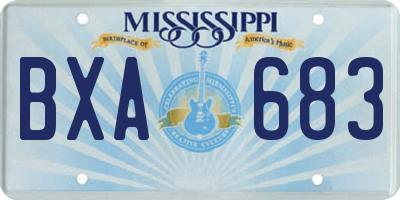 MS license plate BXA683