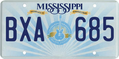 MS license plate BXA685