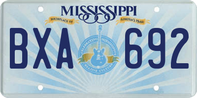 MS license plate BXA692